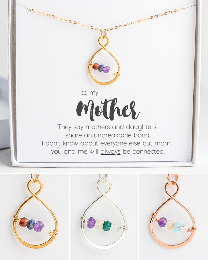 Mother's Small Infinity Birthstone Necklace