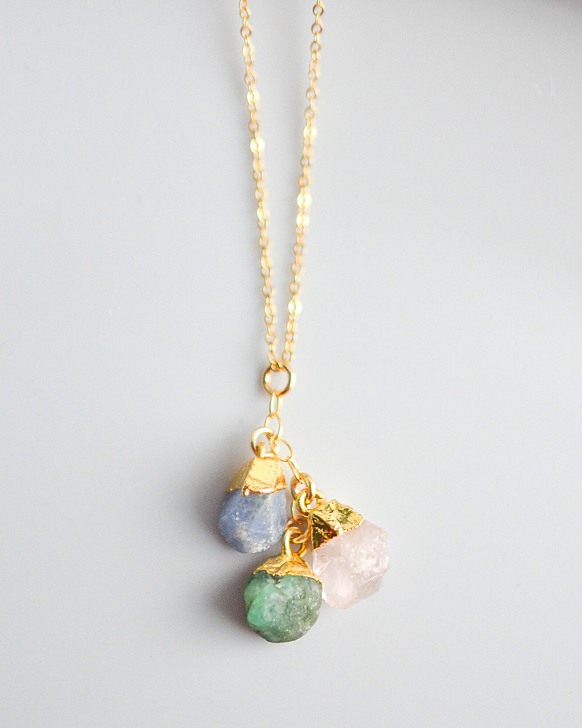 Sister Birthstone Cluster Necklace