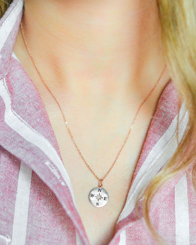 Joy in the Journey Solid Compass Necklace