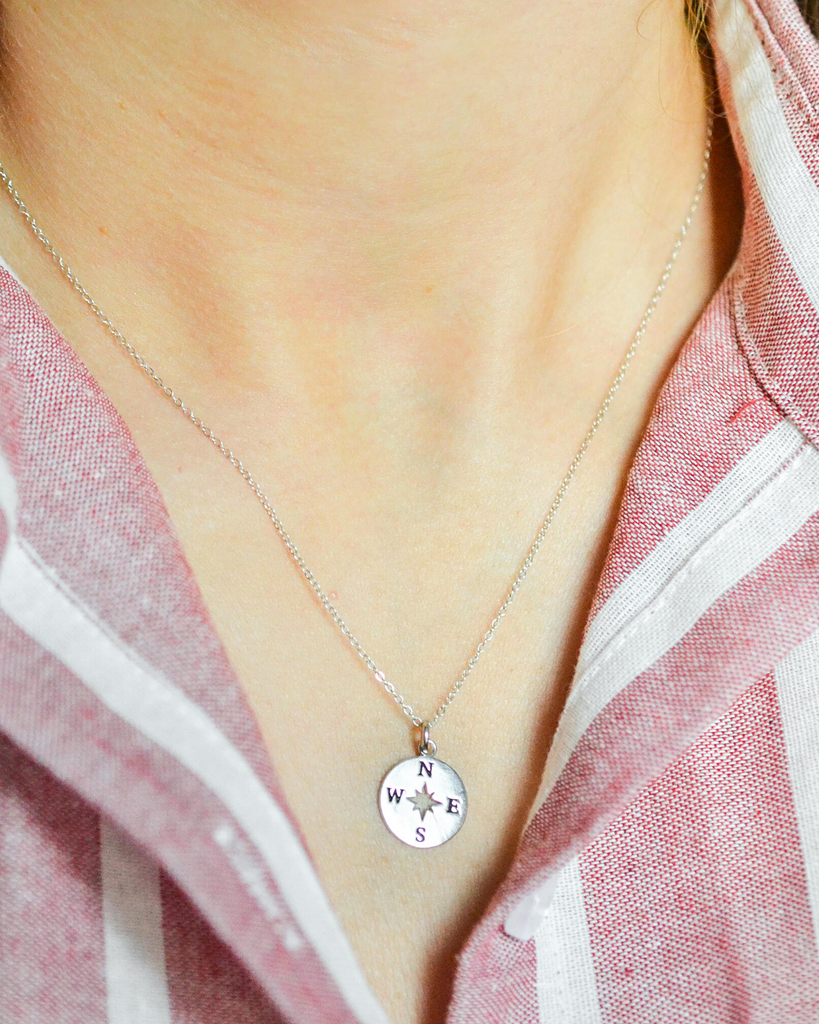 Joy in the Journey Solid Compass Necklace