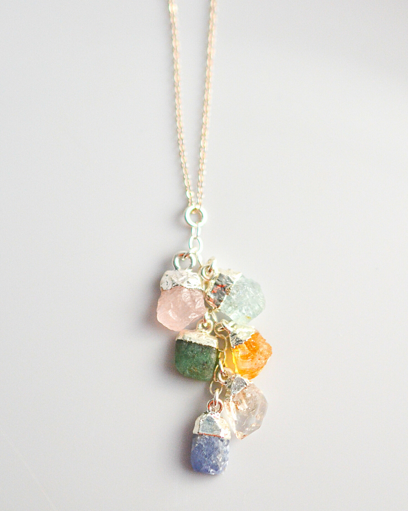 Grandma Birthstone Cluster Necklace