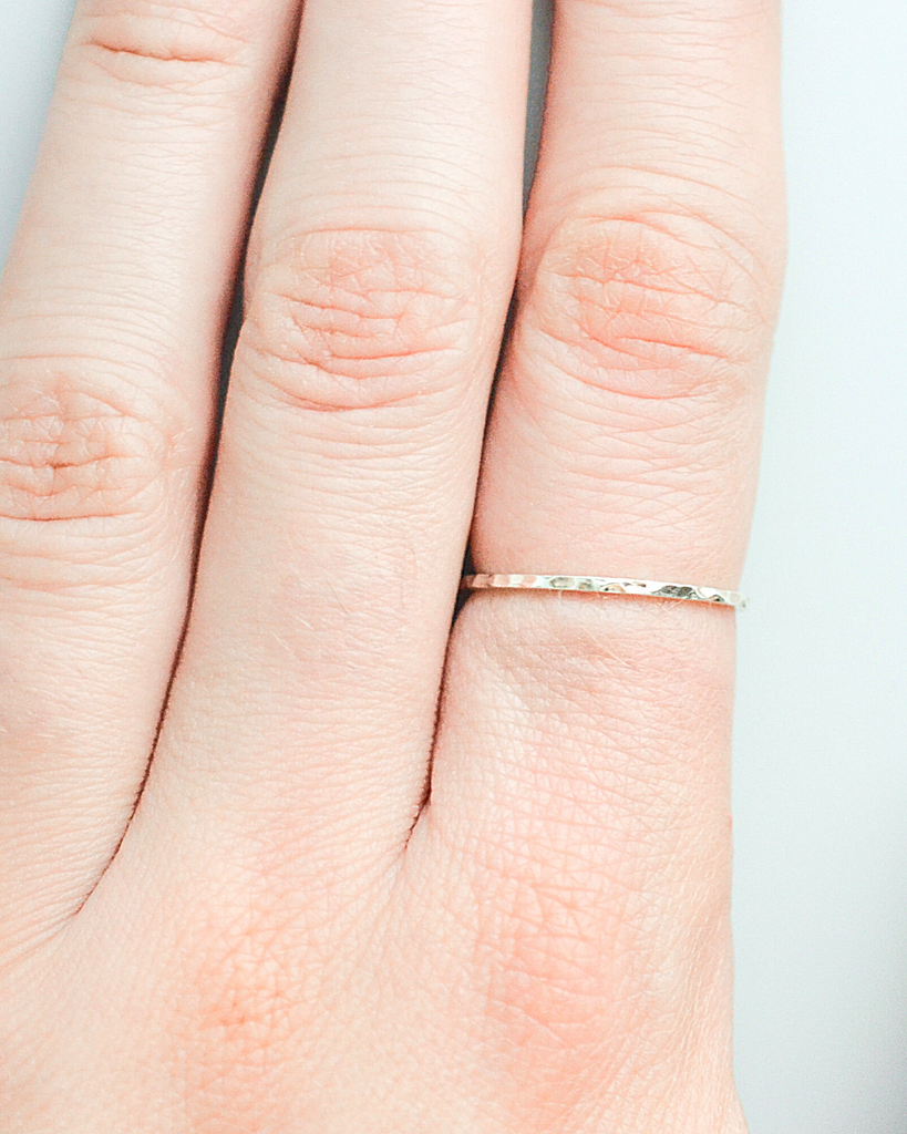 Thin Band Hammered Ring