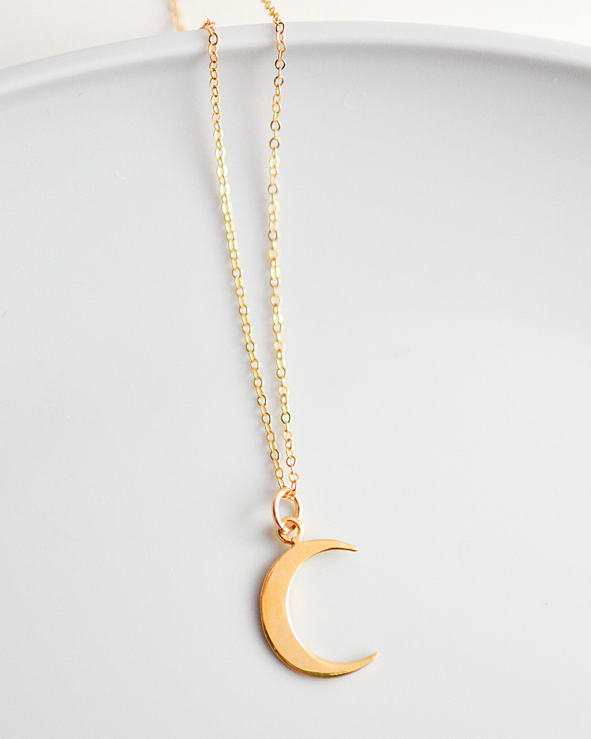 Gold New Moon Pendant Necklace – Carrie Elizabeth