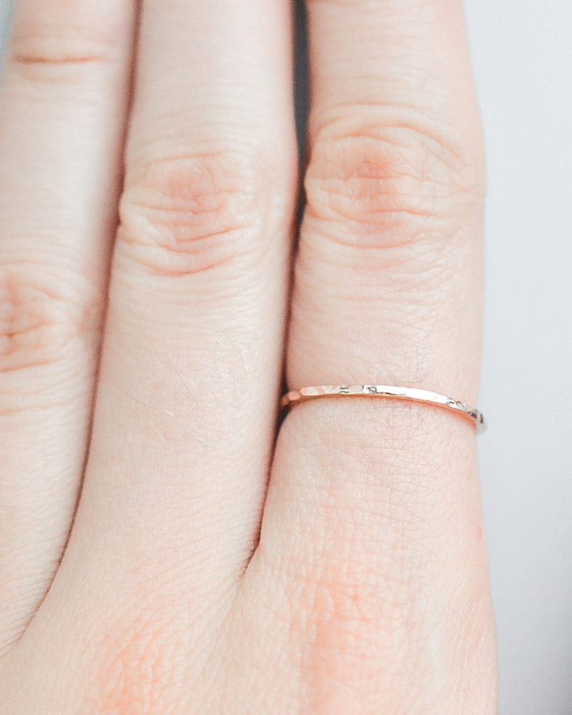 Thin Band Hammered Ring