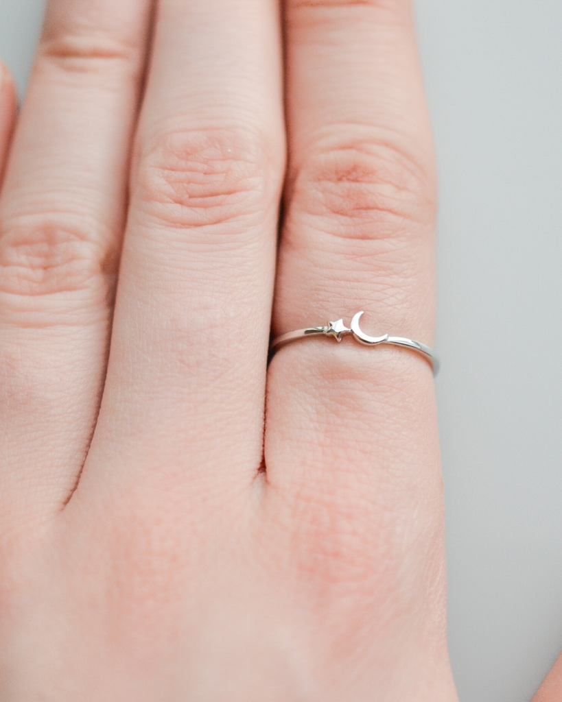 Mini Moon and Star Ring