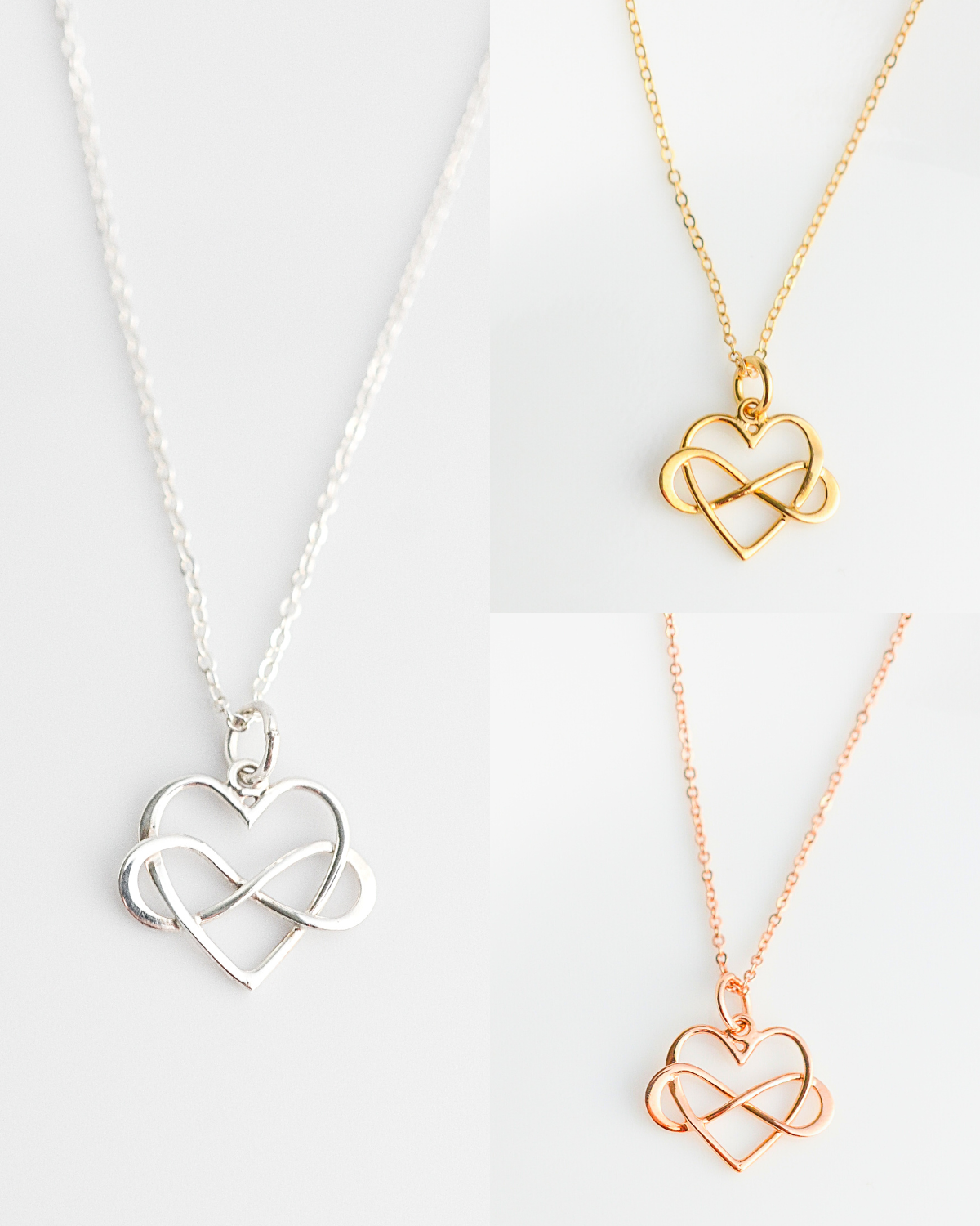 0.90Ct Cubic Zirconia Heart Shape Infinity Pendant Necklace 14K Rose Gold  Finish | eBay