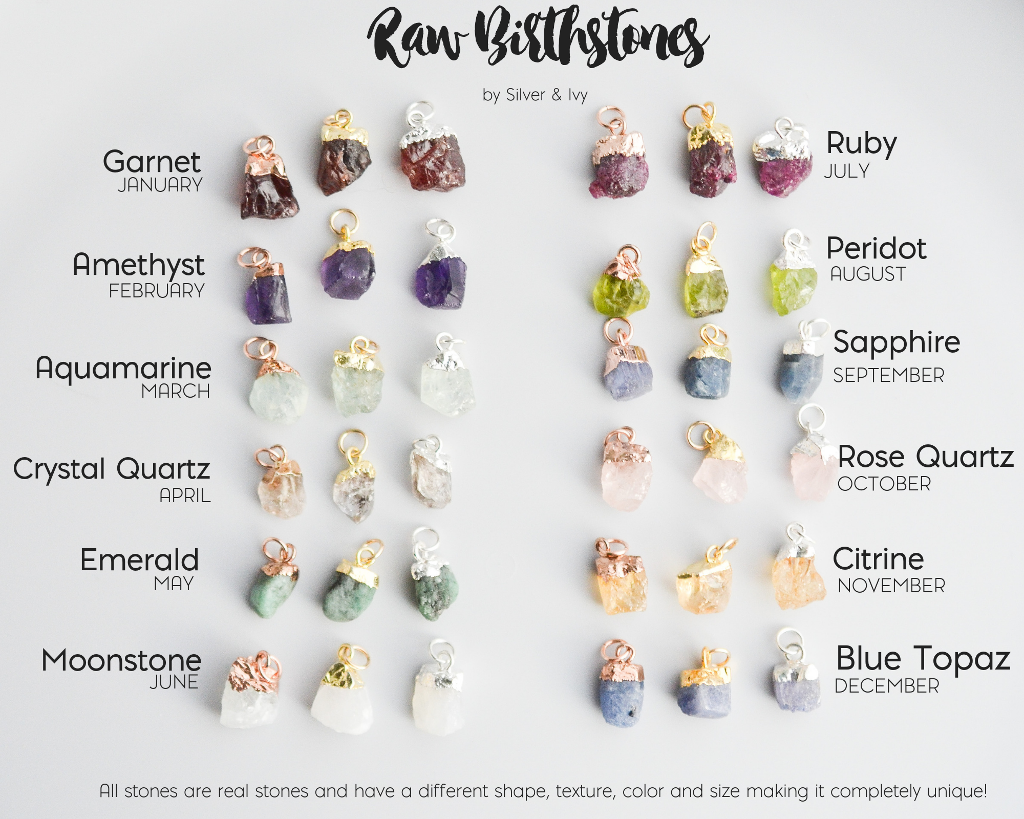 Raw birthstones deals