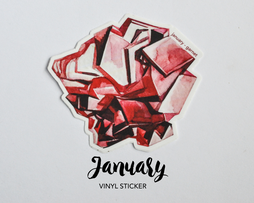 January Garnet Birthstone Vinyl Sticker