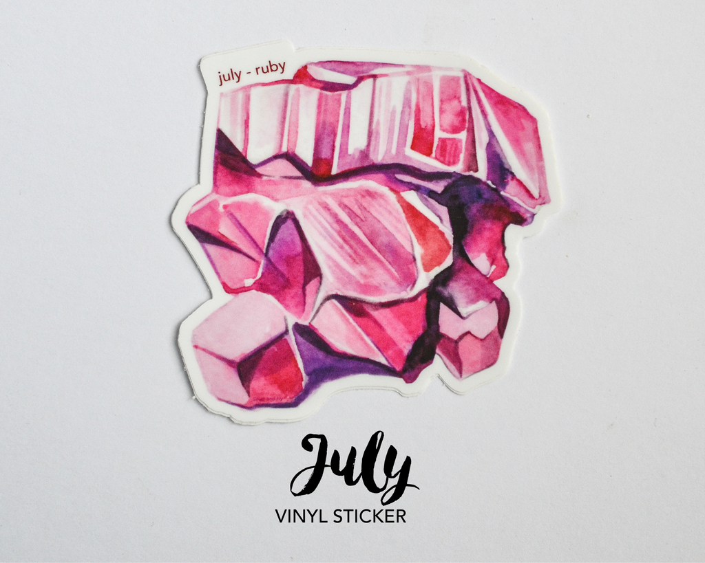 July Ruby Birthstone Vinyl Sticker