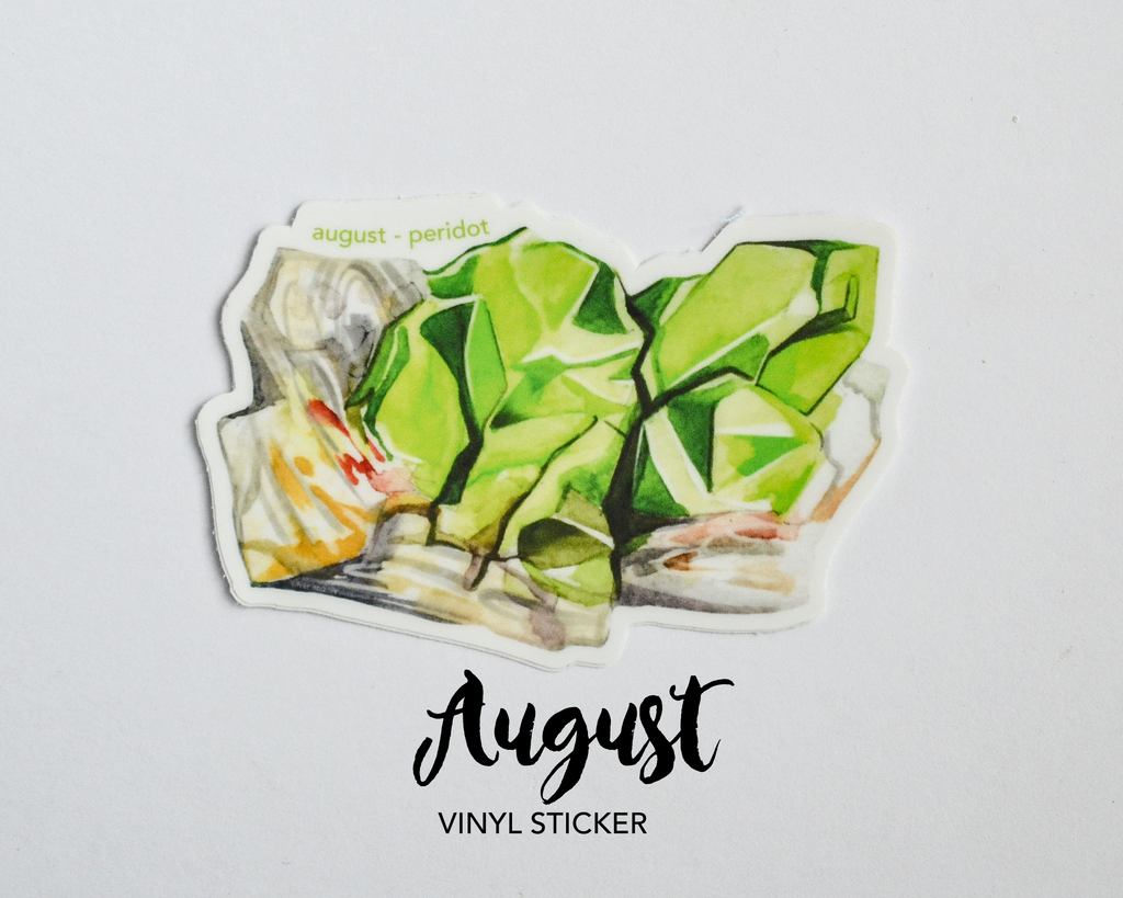 August Peridot Birthstone Vinyl Sticker