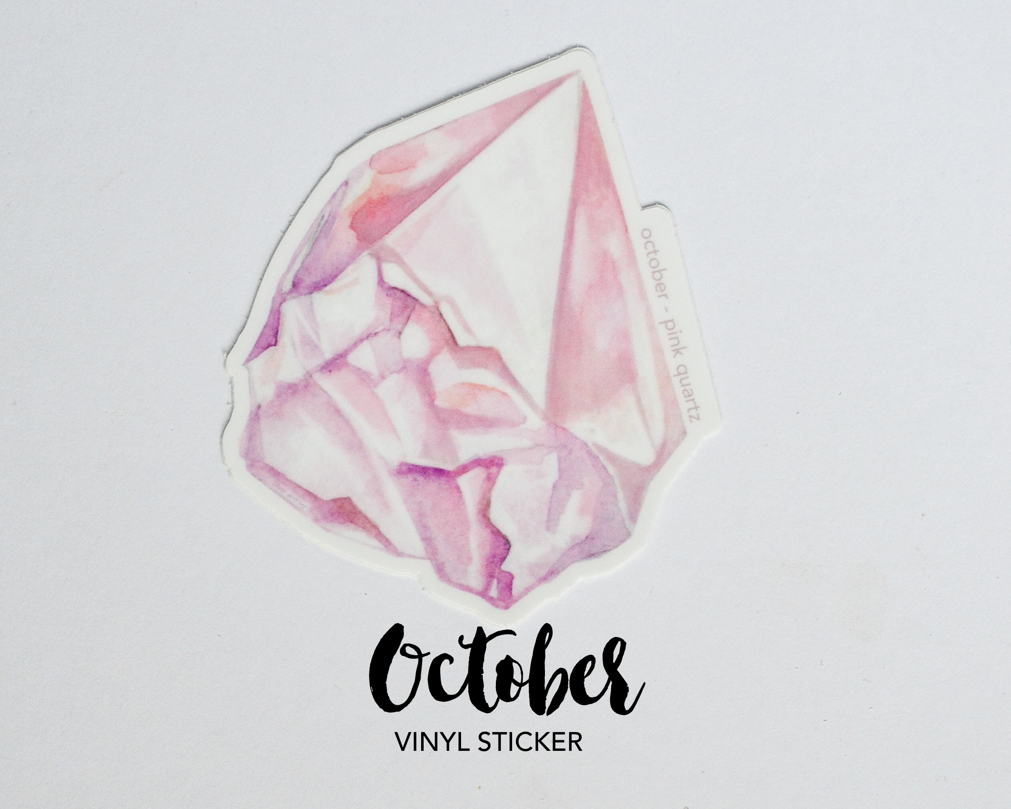 October Pink Quartz Birthstone Vinyl Sticker Silver and Ivy