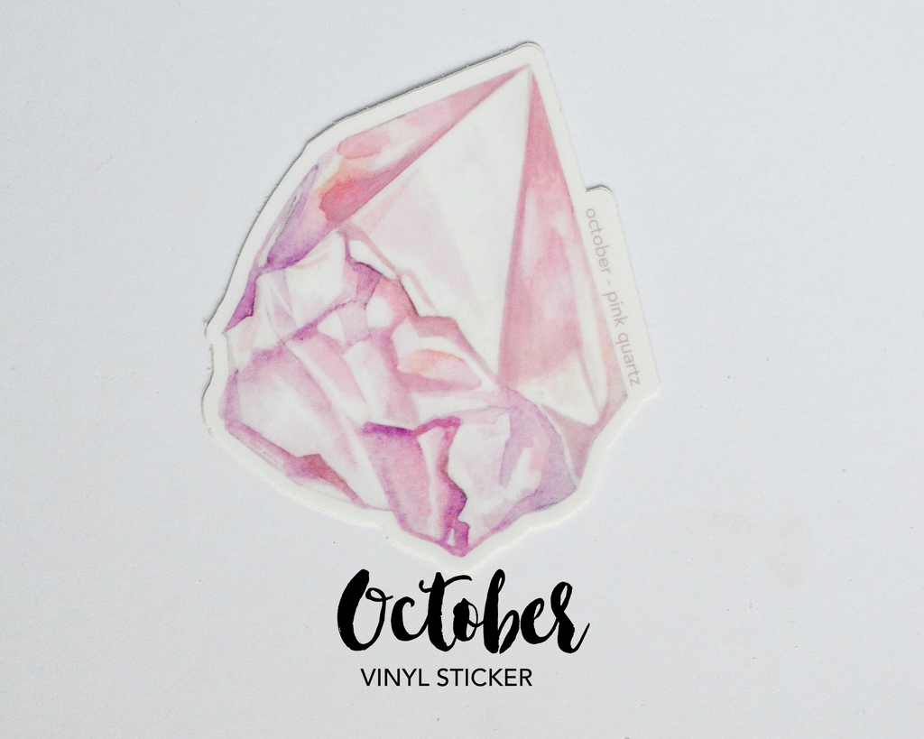 October Pink Quartz Birthstone Vinyl Sticker