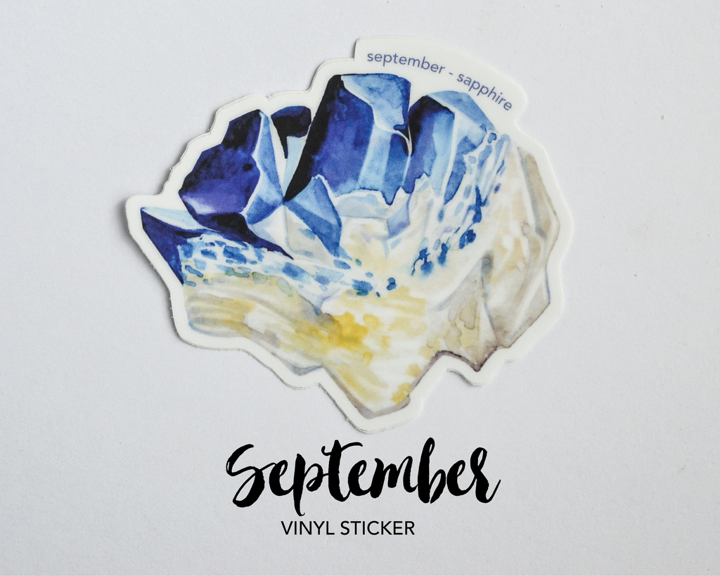 September Sapphire Birthstone Vinyl Sticker