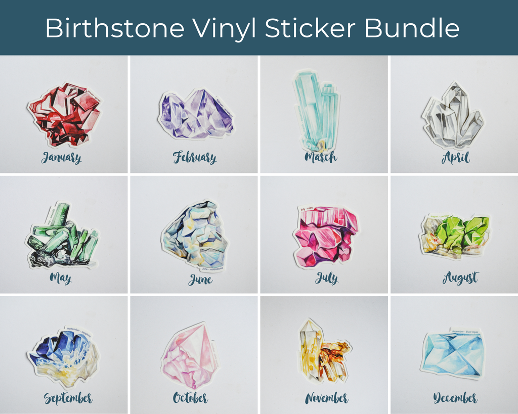 12 Birthstone Vinyl Stickers