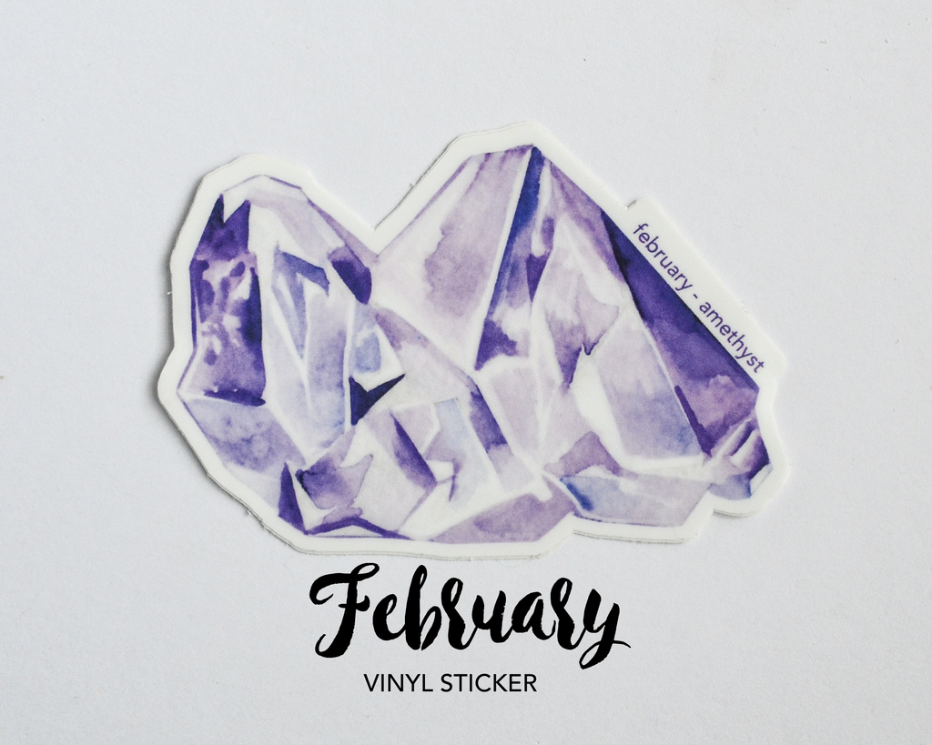 February Amethyst Birthstone Vinyl Sticker