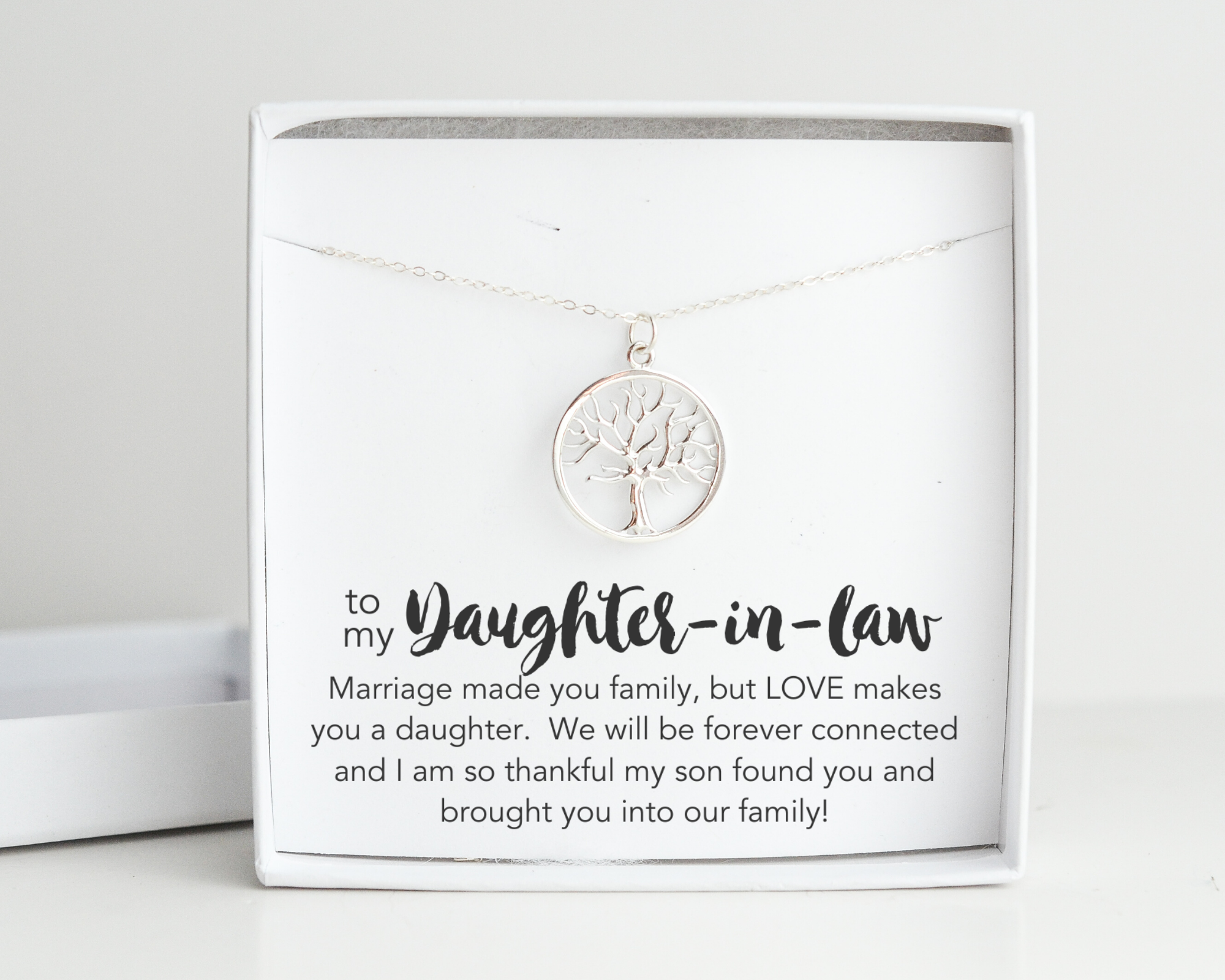 Daughter in Law Tree Necklace Silver and Ivy