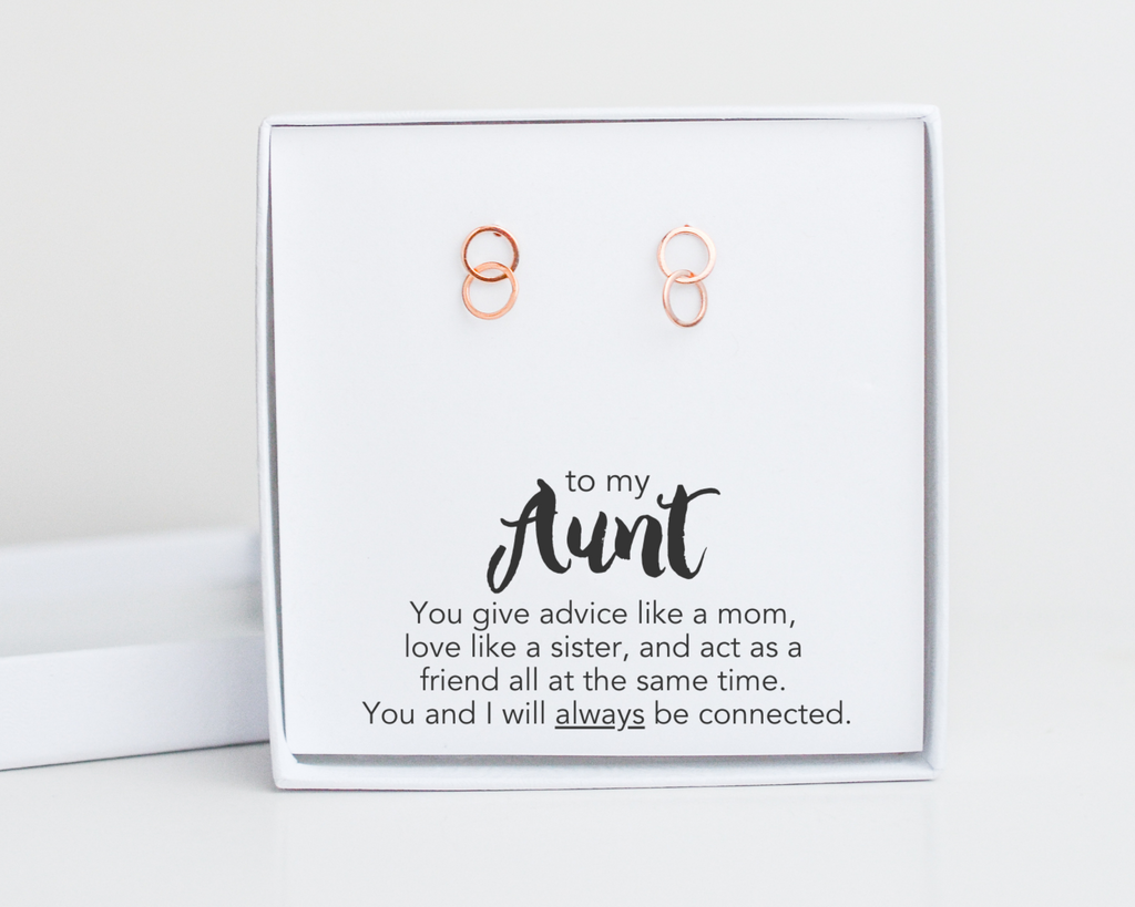 Connected Stud Earrings for Aunt